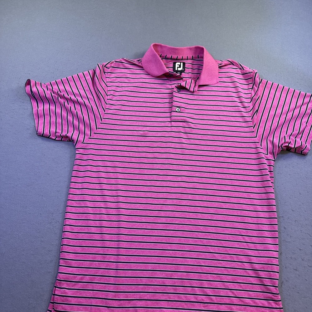 FootJoy SHIRT MENS SMALL PINK STRIPE Performance Golf Polo - Picture 3 of 7